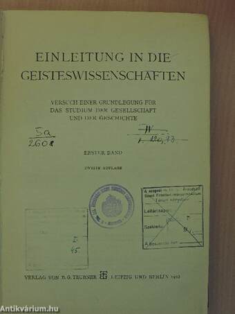 Wilhelm Diltheys Gesammelte Schriften I-VII. (nem teljes sorozat)