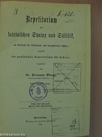 Repetitorium der lateinischen Syntax und Stilistik