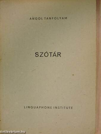 Angol tanfolyam - Szótár