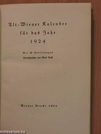 Alt-Wiener Kalender für das Jahr 1924 (gótbetűs)