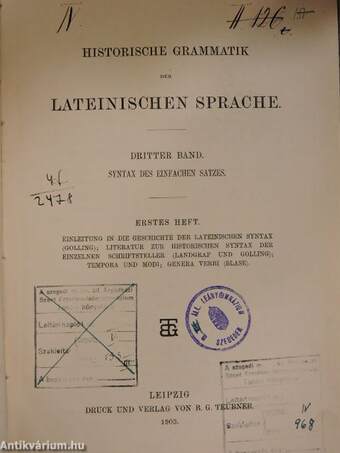 Historische grammatik der Lateinischen sprache III.