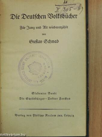 Die Deutschen Volksbücher für Jung und Alt wiedererzählt VII. (gótbetűs)