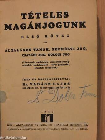 Tételes magánjogunk I-II.