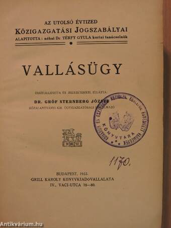 Vallásügy/Közigazgatási biróság/Hatásköri biróság/Országos levéltár/Házassági jog/Honvédelem