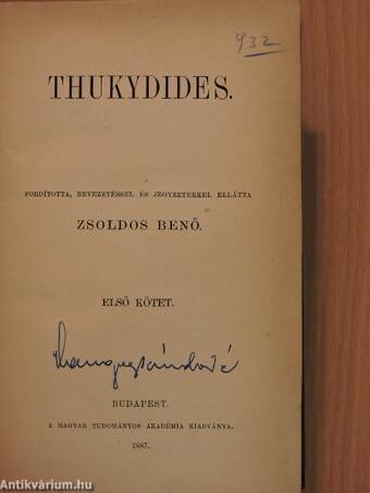 Thukydides I-III./Xenophon emlékiratai Sokratesről