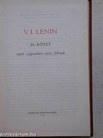 V. I. Lenin összes művei 14.