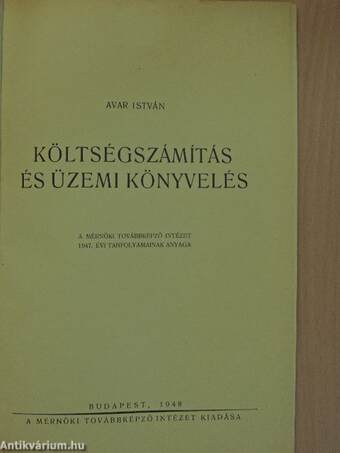 Költségszámítás és üzemi könyvelés