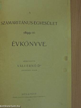 A Szamaritánus-egyesület 1899-iki évkönyve