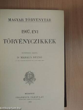 1907. évi törvényczikkek