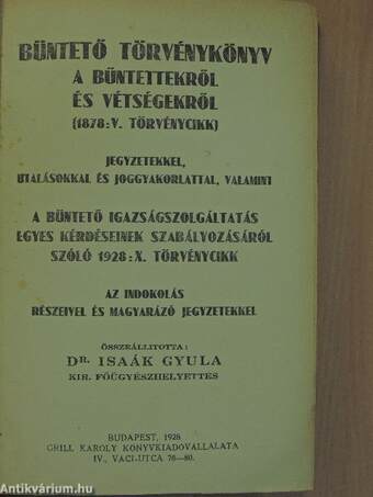 Büntető törvénykönyv I.