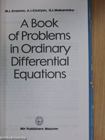 A Book of Problems in Ordinary Differential Equations