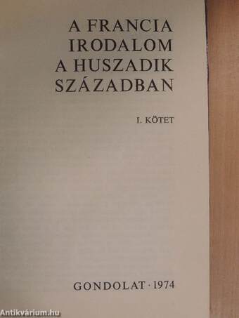 A francia irodalom a huszadik században I. (töredék)