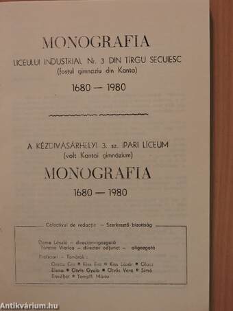 A Kézdivásárhelyi 3. sz. Ipari Líceum monográfiája