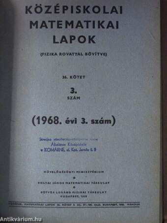 Középiskolai matematikai lapok 1968. január-december