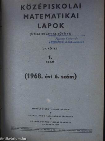 Középiskolai matematikai lapok 1968. január-december