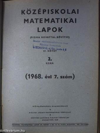 Középiskolai matematikai lapok 1968. január-december