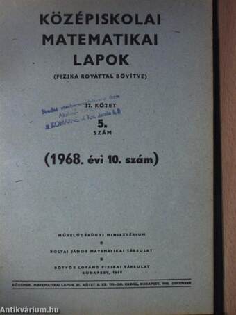 Középiskolai matematikai lapok 1968. január-december