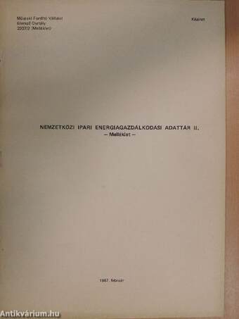 Nemzetközi ipari energiagazdálkodási adattár II. - Melléklet