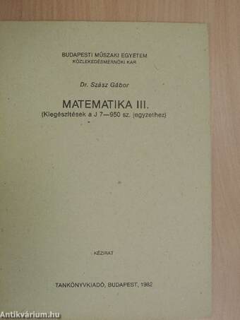 Matematika III.