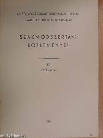 Az Eötvös Loránd Tudományegyetem Természettudományi Karának szakmódszertani közleményei IX/2.