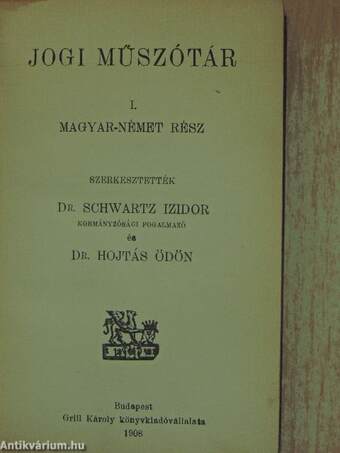 Jogi műszótár I.