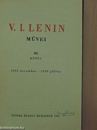 V. I. Lenin művei 22.