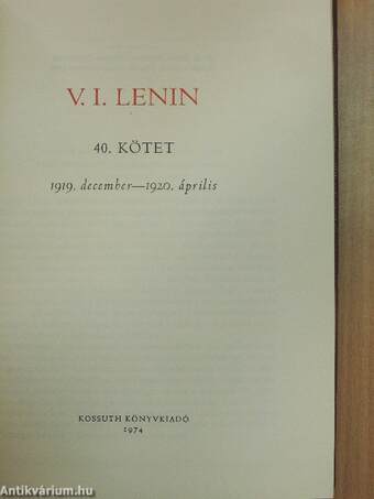 V. I. Lenin összes művei 40.