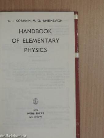 Handbook of Elementary Physics