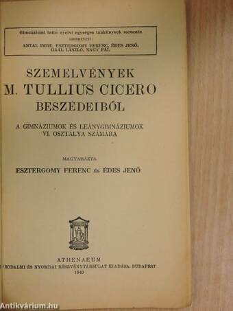 Szemelvények M. Tullius Cicero beszédeiből