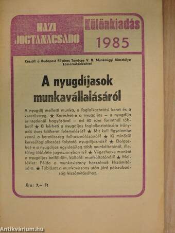 Házi Jogtanácsadó 1985. Különkiadás