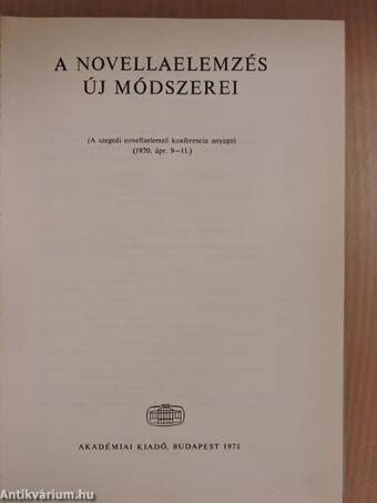 A novellaelemzés új módszerei