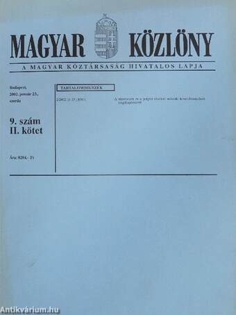 Magyar Közlöny 2002. január 23. II.