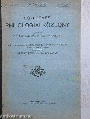 Egyetemes Philologiai Közlöny 1931.