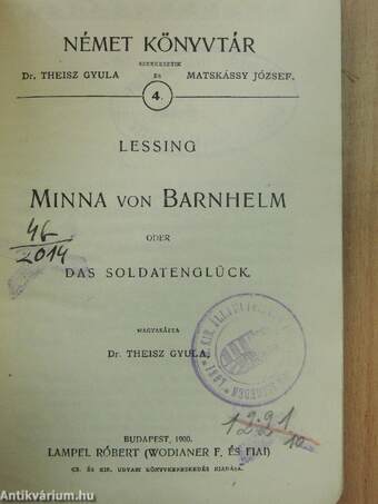 Minna von Barnhelm oder das Soldatenglück (gótbetűs)