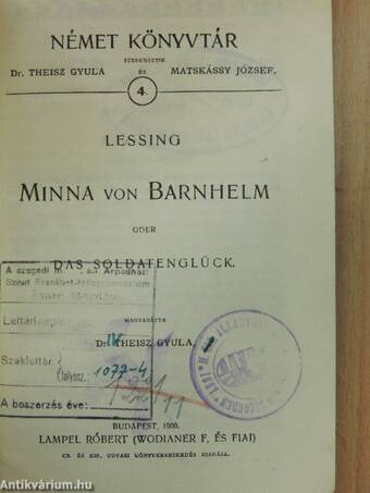 Minna von Barnhelm oder das Soldatenglück (gótbetűs)