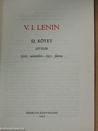 V. I. Lenin összes művei 52.
