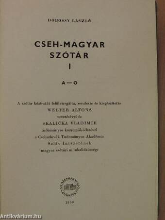 Cseh-magyar szótár I-II.