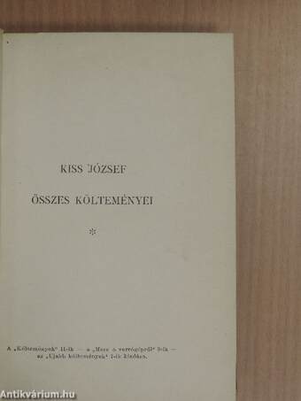 Kiss József összes költeményei I-II.