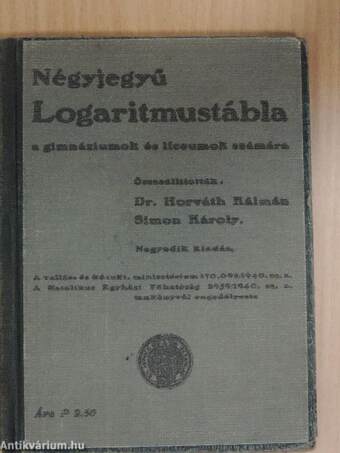 Négyjegyű logaritmustábla