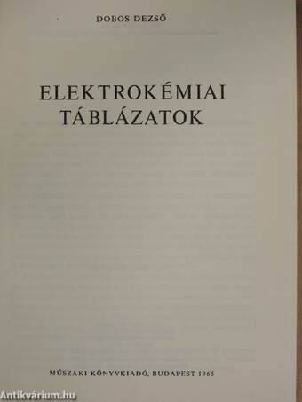 Elektrokémiai táblázatok