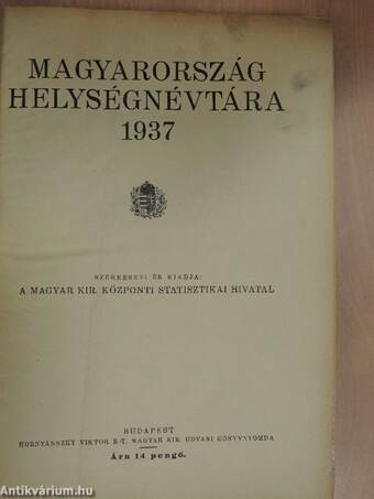 Magyarország helységnévtára 1937