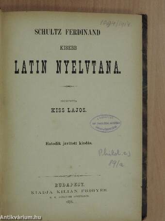 Schultz Ferdinand kisebb latin nyelvtana