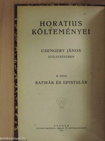 Horatius satirái és epistulái