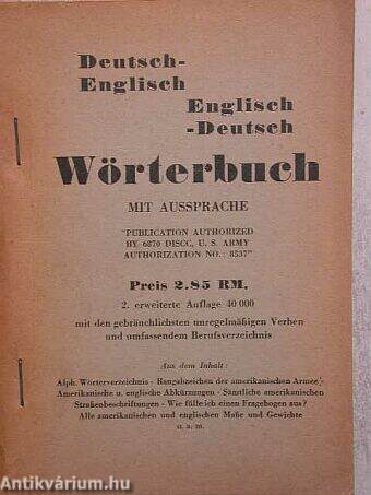 Deutsch-Englisch, Englisch-Deutsch Wörterbuch