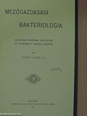 Mezőgazdasági bakteriologia