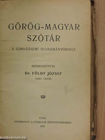 Görög-magyar szótár
