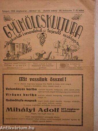 Gyümölcskultura 1936. szeptember-október