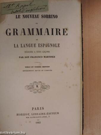 Le nouveau sobrino ou grammaire de la langue espagnole