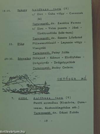 Nehézipari Minisztérium S. E. Természetjáró Szakosztály 1973. évi túraprogram