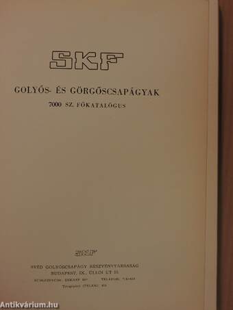 SKF Golyós- és görgőscsapágyak/7000 sz. Főkatalógus